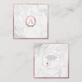 PixDezines Marble+DIY Faux Roos Gold Monogram Vierkante Visitekaartje (Voorkant / Achterkant)