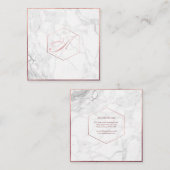 PixDezines Marble+Elegant Faux Roos Gold Monogram Vierkante Visitekaartje (Voorkant / Achterkant)