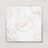 PixDezines Marble+Elegant Faux Roos Gold Monogram Vierkante Visitekaartje (Voorkant)