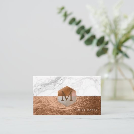 PixDezines MARBLE/FAUX COPPER HONEYCOMB Visitekaartje (Staand voorkant)
