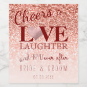 PixDezines Marble+Faux Glitter+Roos Gouden Hart Wijn Etiket (Enkel label)