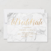 PixDezines Marble Faux Gold Afstuderen Invita Kaart (Achterkant)