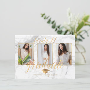PixDezines Marble Faux Gold Afstuderen Invita Kaart