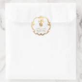 PixDezines Marble+Faux Gold Ananas Ronde Sticker (Tas)