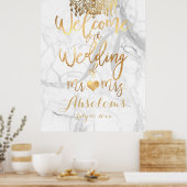 PixDezines Marble/Faux Gold Chandelier/Ontvangst Poster (Keuken)