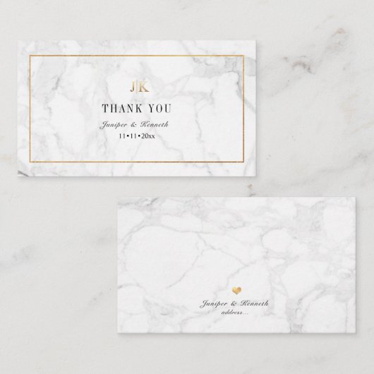 PixDezines Marble Faux Gold Classic Hartelijk dank Notitiekaartje (Voorkant / Achterkant)