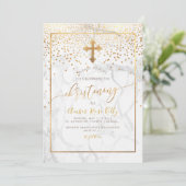 PixDezines Marble+Faux Gold Confetti/Christening Kaart (Staand voorkant)
