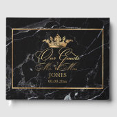 PixDezines Marble+Faux Gold Crown+Fancy Script Gastenboek (Voorkant)