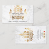 PixDezines marble faux Gold crystal chandelier Visitekaartje (Voorkant / Achterkant)
