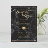 PixDezines Marble/Faux Gold/Engagement Party Kaart (Staand voorkant)