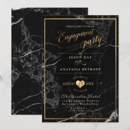 PixDezines Marble/Faux Gold/Engagement Party Kaart