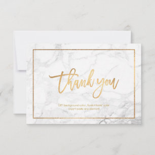 PixDezines MARBLE+FAUX GOLD Flat Dank u Bedankkaart