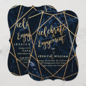 PixDezines Marble+Faux Gold Gem Facets Verloving Kaart (Voorkant / Achterkant)