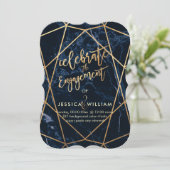 PixDezines Marble+Faux Gold Gem Facets Verloving Kaart (Staand voorkant)