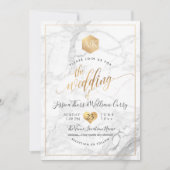 PixDezines Marble+Faux Gold Monogram Honingraat Kaart (Voorkant)