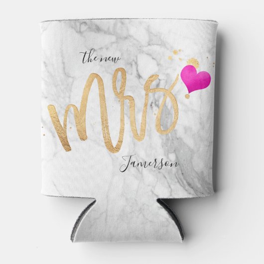 PixDezines Marble+Faux Gold nieuwe Mrs Blikjeskoeler (Voorkant)