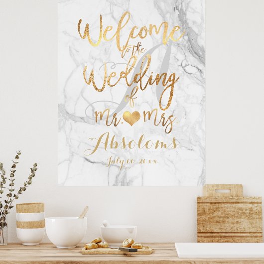 PixDezines Marble/Faux Gold/Reception Poster (Keuken)