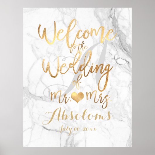 PixDezines Marble/Faux Gold/Reception Poster (Voorkant)