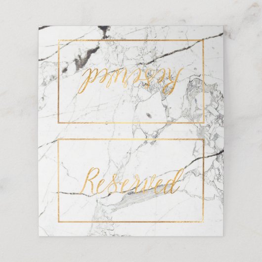 PixDezines Marble+Faux Gold Reserved Table Kaarten Plaatskaartje (Buitenkant ongevouwen)