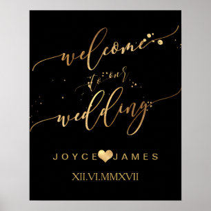 PixDezines MARBLE+FAUX GOLD SCRIPT/WELKOM Poster