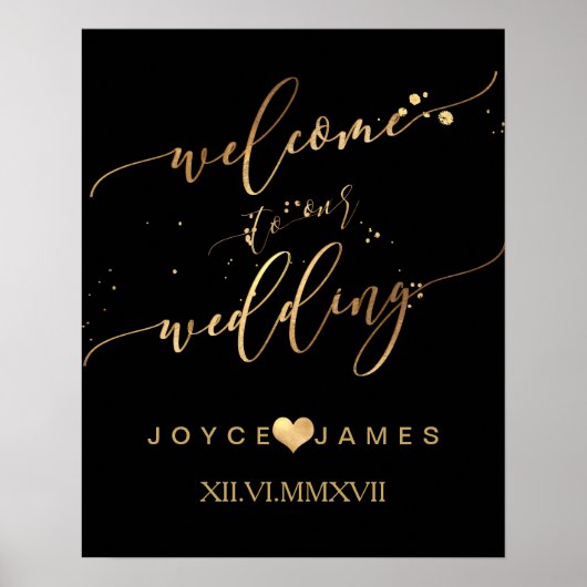 PixDezines MARBLE+FAUX GOLD SCRIPT/WELKOM Poster (Voorkant)