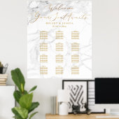 PixDezines Marble+Faux Gold Script, Zitdiagram Poster (Thuiskantoor)