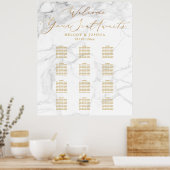PixDezines Marble+Faux Gold Script, Zitdiagram Poster (Keuken)