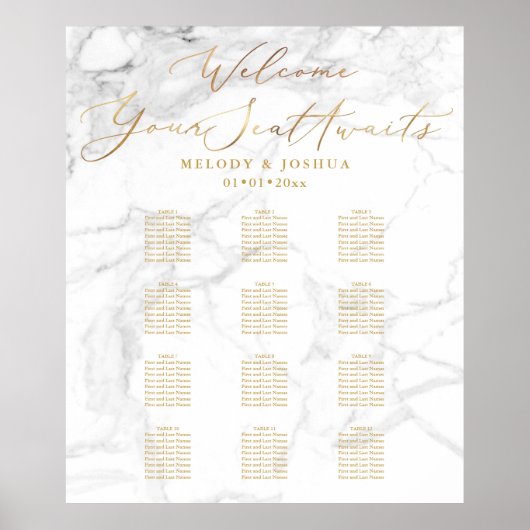 PixDezines Marble+Faux Gold Script, Zitdiagram Poster (Voorkant)