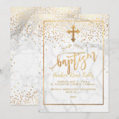 PixDezines Marble+Faux Gold Stippen/Baptisme Kaart (Voorkant / Achterkant)