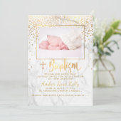 PixDezines Marble+Faux Gold Stippen/Baptisme Kaart (Staand voorkant)