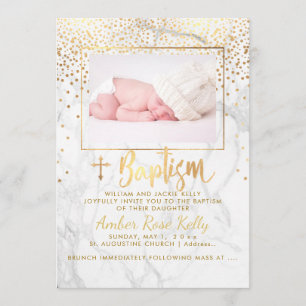 PixDezines Marble+Faux Gold Stippen/Baptisme Kaart