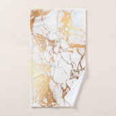 PixDezines Marble + Faux Gold Veins Bad Handdoek (Handdoek)