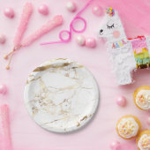 PixDezines Marble/Faux Gold Veins Papieren Bordje (Feest)