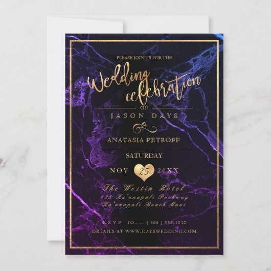 PixDezines Marble/Faux Gold/Wedding Celebration Kaart (Voorkant)