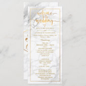 PixDezines Marble + Faux Gold Wedding Programma Programmakaart (Voorkant / Achterkant)
