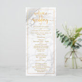 PixDezines Marble + Faux Gold Wedding Programma Programmakaart (Staand voorkant)