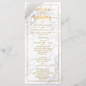 PixDezines Marble + Faux Gold Wedding Programma Programmakaart (Voorkant)