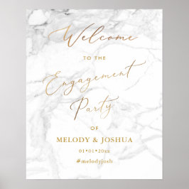 PixDezines Marble+Faux Gold Welcome Verloving Poster