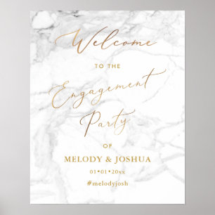 PixDezines Marble+Faux Gold Welcome Verloving Poster