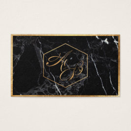 PixDezines Marble+Faux Goud Elegant Script /Gift Visitekaartje