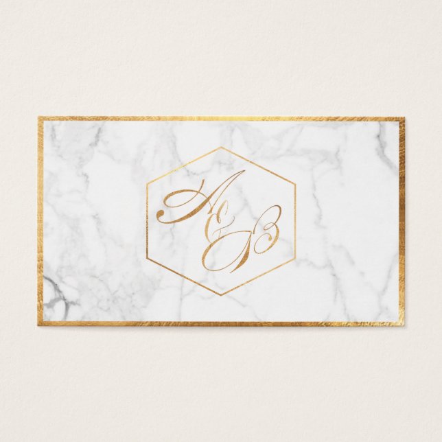 PixDezines Marble+Faux Goud Elegant Script /Gift Visitekaartjes (Voorkant)