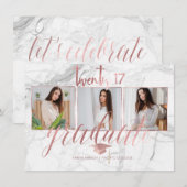 PixDezines Marble Faux Roos Gold 2017 Afstuderen Kaart (Voorkant / Achterkant)