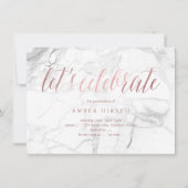 PixDezines Marble Faux Roos Gold Afstuderen Invita Kaart (Achterkant)