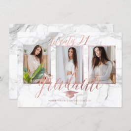 PixDezines Marble Faux Roos Gold Afstuderen Invita Kaart