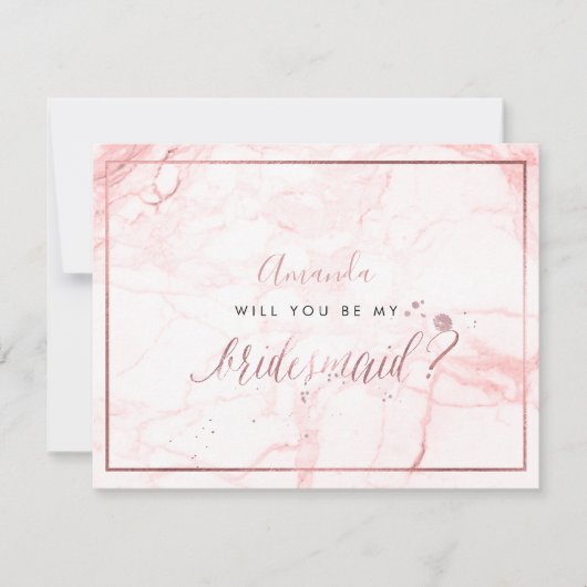 PixDezines Marble+Faux Roos Gold, Bruidsmeisje Kaart (Voorkant)