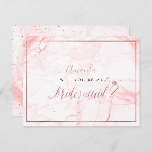 PixDezines Marble+Faux Roos Gold, Bruidsmeisje Kaart (Voorkant / Achterkant)