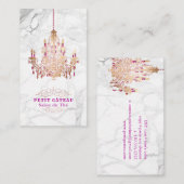 PixDezines Marble+Faux Roos Gold Chandelier Visitekaartje (Voorkant / Achterkant)