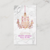PixDezines Marble+Faux Roos Gold Chandelier Visitekaartje (Voorkant)