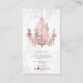 PixDezines marble faux roos Gold chandelier Visitekaartje (Achterkant)
