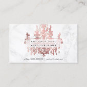 PixDezines marble faux roos Gold chandelier Visitekaartje (Voorkant)